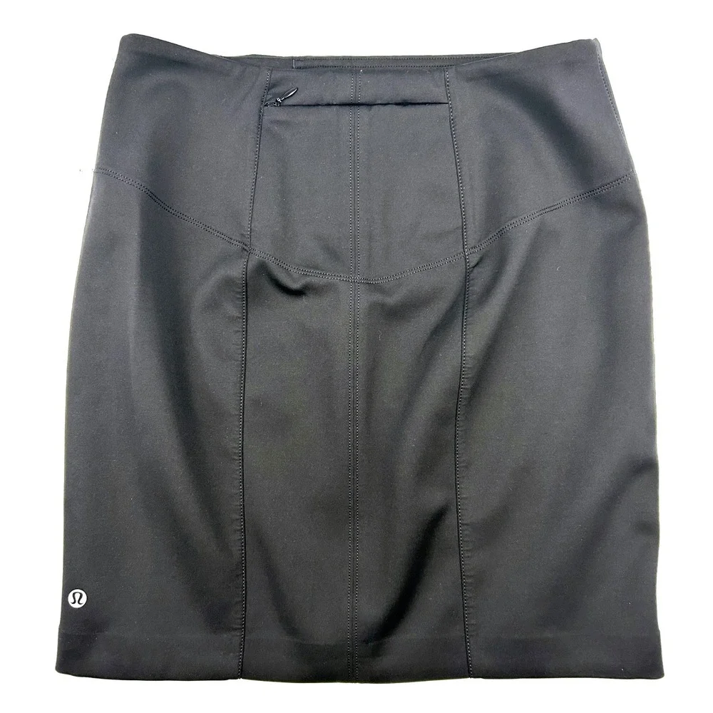 Lululemon Athletica Black Athletic Mini Skirt Size 8 Zipper Pocket Activewear - Picture 3 of 7